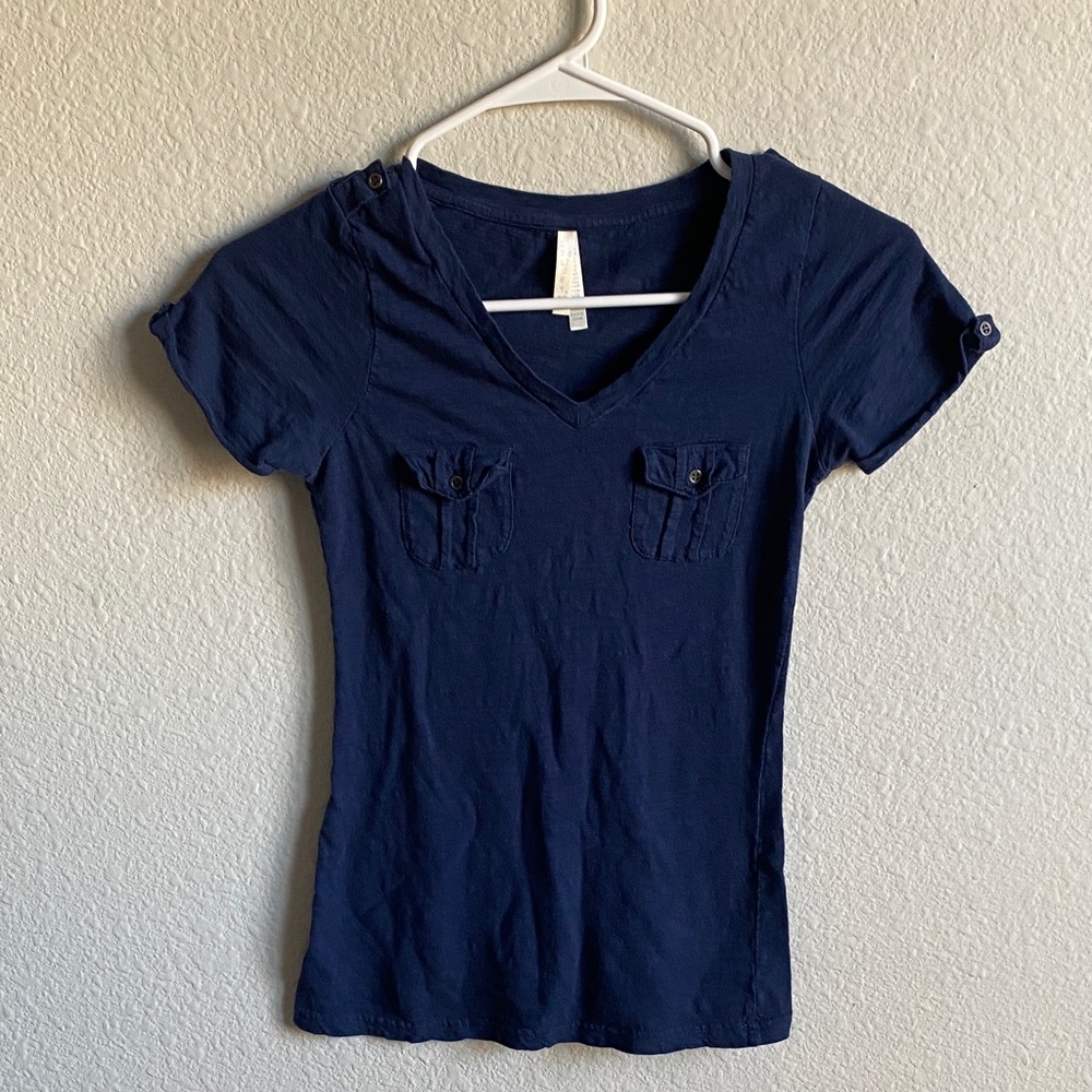 Color Story Navy Blue Women's V-Neck Top